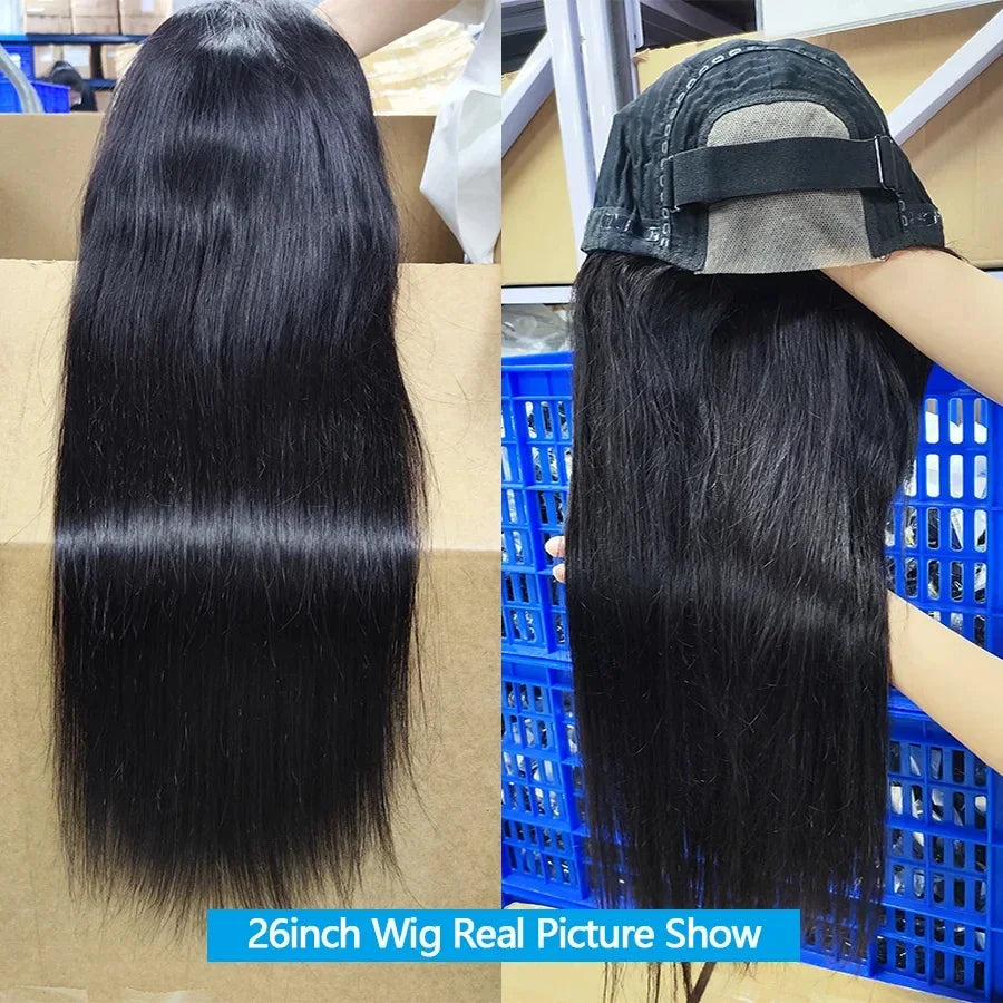 26 28 30 inch Glueless Wigs Human Hair Ready To Wear 4X4 Straight Pre Cut Lace Closure Wig Brazilian Human Hair Wigs For Women