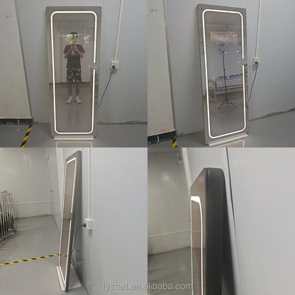 LED Full Length Gym Mirror Touch Screen With Tv Magic Bathroom Mirror Workout Fitness For Apartment Salon Rectangle Smart Mirror