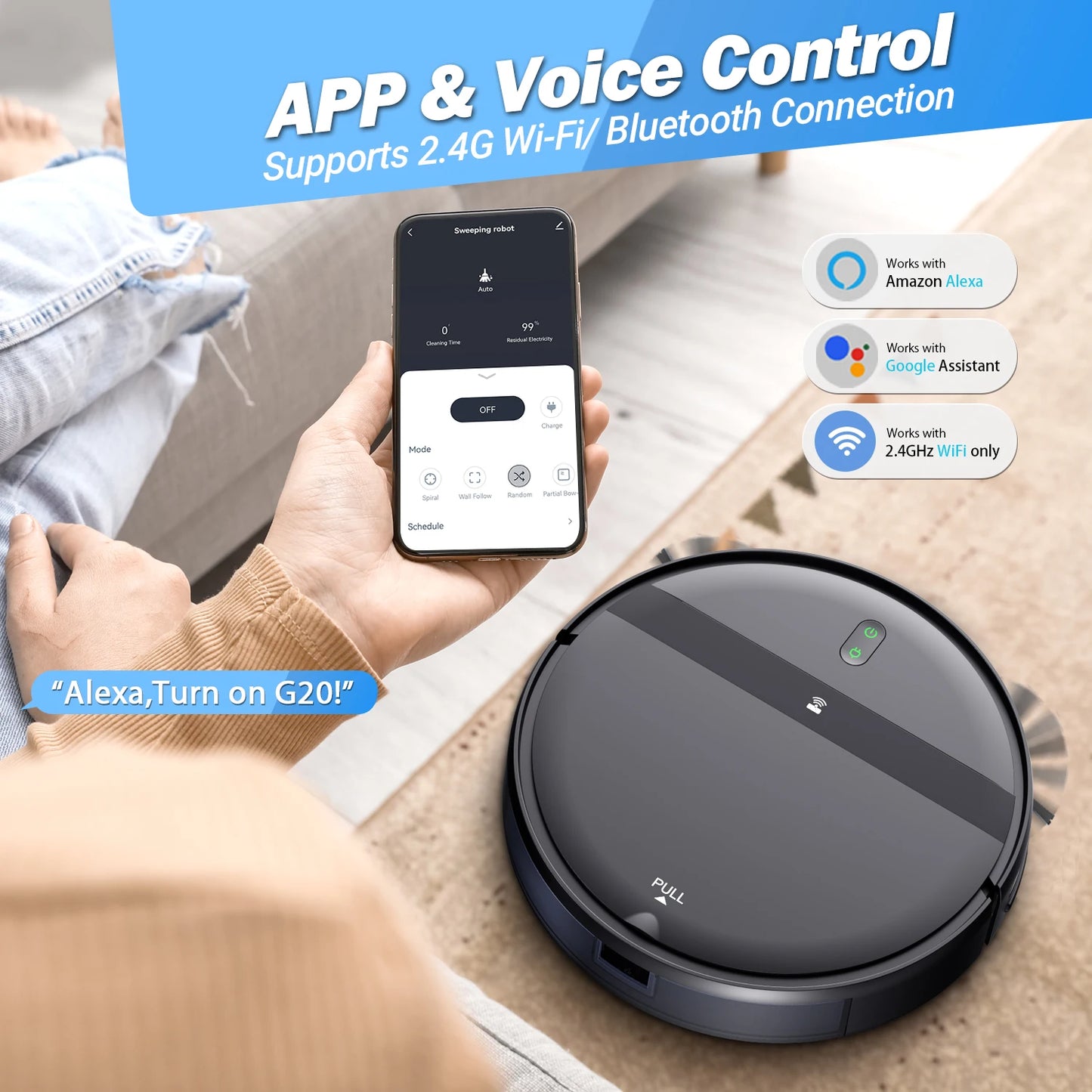 MAMNV G20 Robot Vacuum Cleaner Multiple Floors Home Appliance Restricted Area Setting Smart Home App Carpet Cleaning Pet Sweeper