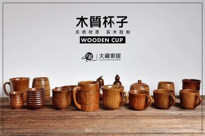 Wooden Big Belly Cups Handmade Natural Spruce Wood Cups Beer Tea Coffee Milk Water Cup Kitchen Bar Drinkware for Kitchen