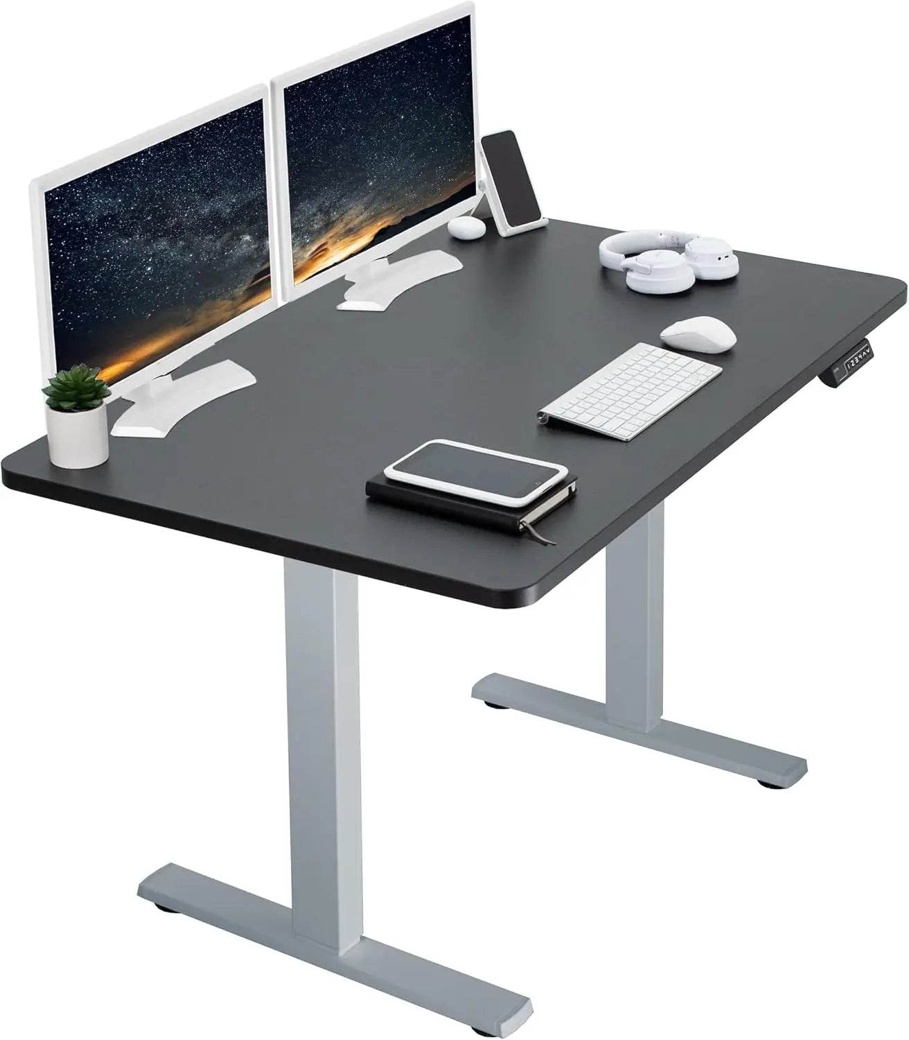 Electric Rustic Standing Desk Workstation, Memory Controller Height Adjustment Particle Board, Steel Computer Standing Desk - MarvelouStoree