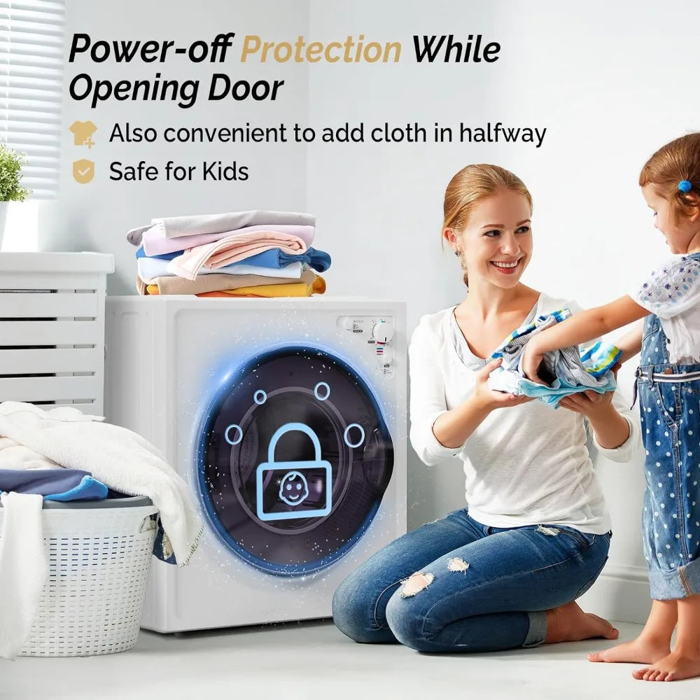 Portable Clothes Dryer, Electric Compact Front Load Tumble Laundry Dryer with Stainless Steel Tub & Easy Control Knob, Home,Dorm