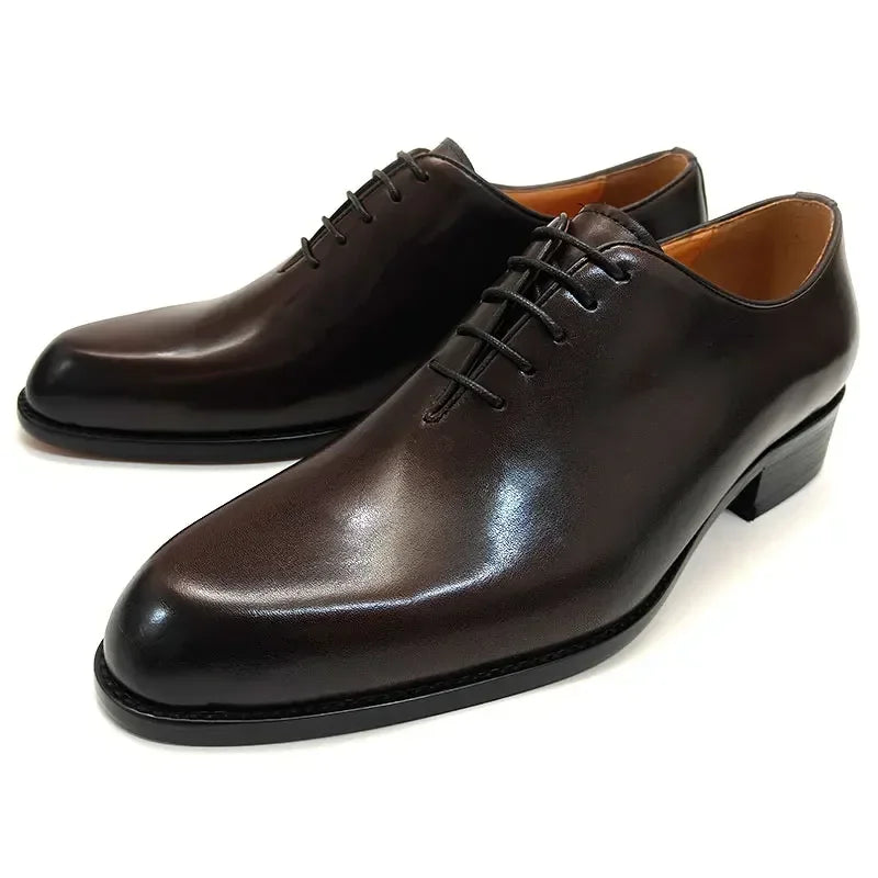 New Men's Leather Shoes Handmade High Quality Casual Oxford Business Work Shoes Black Coffee Lace-up Comfortable Man Shoe