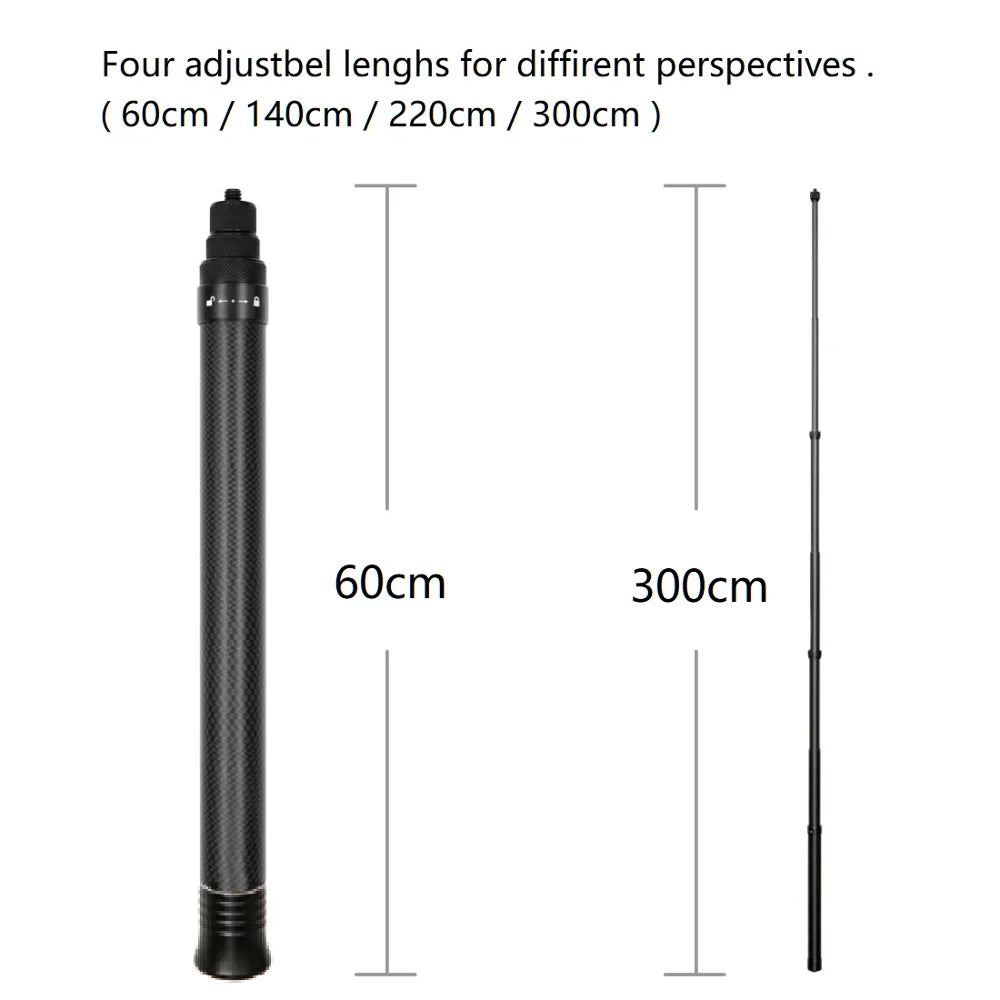 290cm 3m Carbon Fiber Invisible Extended Edition Selfie Stick For Insta360 X4 X3 ONE RS Accessories For GoPro Insta 360