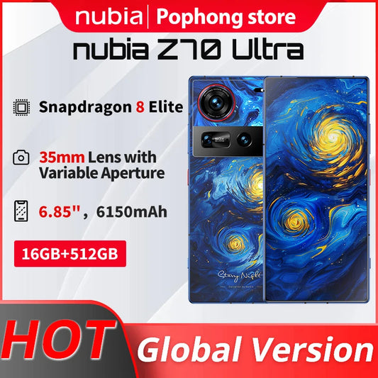 Global Version Nubia Z70 Ultra Snapdragon 8 Elite 6150mAh Full screen with Under Display Camera35mm 80w IP68&69