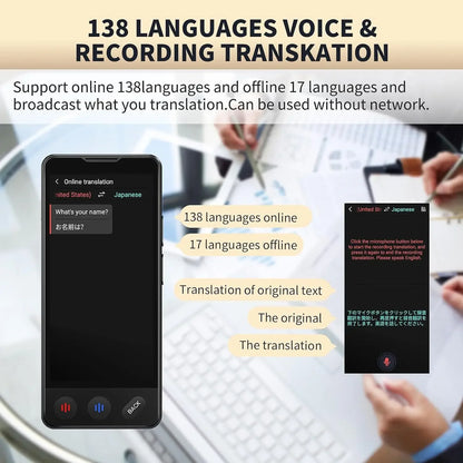 Smart AI ChatGPT Voice Assistant Accurate Translator Touch Screen Support 140 Languages Photo Offline Record Fast Translation