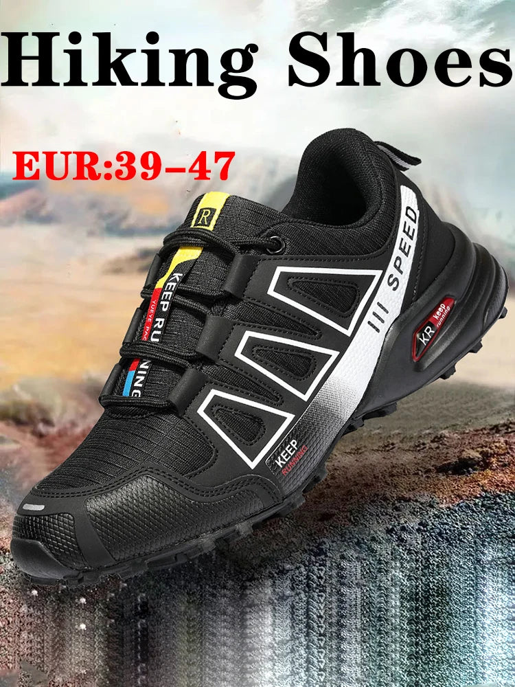 2024 New Men Hiking Shoes Outdoor Trail Running Shoes Mesh Breathable Hiking Training Shoes Large Size 39-47 Casual Sports Shoes