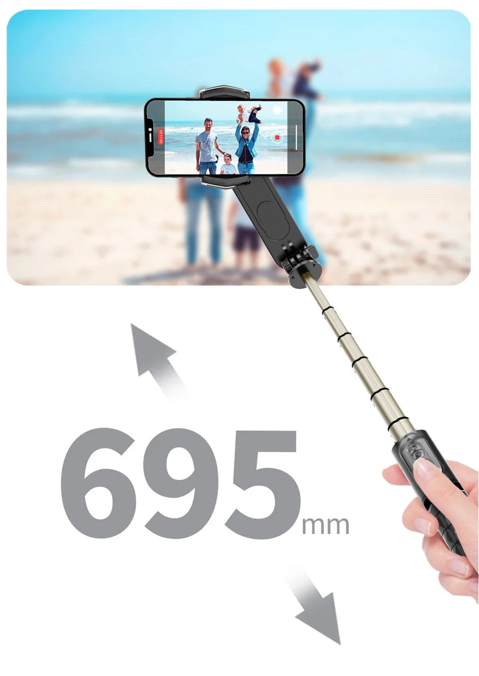 wireless Following the shooting Mode Gimbal Stabilizer Selfie Stick Tripod with Fill Light for iPhone Cell Phone Smartphone