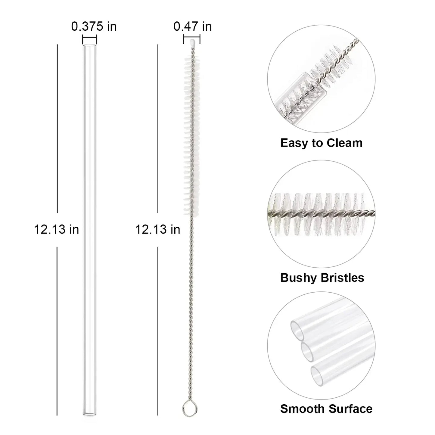 6 pack Replacement Straws for Stanley 40oz Adventure Quencher Travel Tumbler, Reusable Plastic Straws with Cleaning Brush