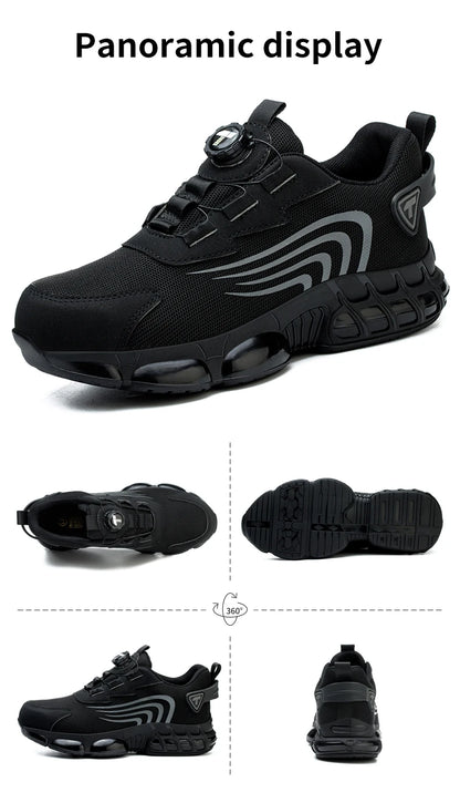 Rotary button new safety shoes for men, anti-impact and anti-piercing work shoes, fashionable men's sports shoes, and safety pro