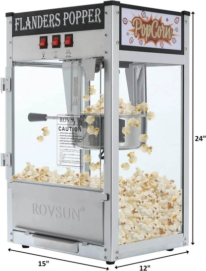 Popcorn Machine with 8 Ounce Kettle Makes Up to 32 Cups, Commercial Popcorn Machine Countertop Popcorn Maker w/Stainless - MarvelouStoree