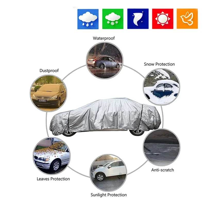 The Four Seasons Fit Full Car Cover Waterproof Dustproof PE Film Coat Aluminum Protective Sunshade UV Ray Reflectioncar Cover - MarvelouStoree