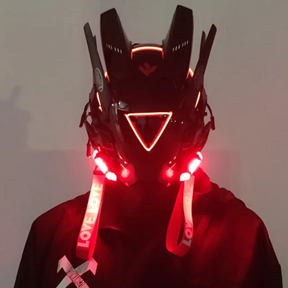 CyberPunk Mask M-Clasp Night City LED Festival White Armoured Cosplay Stage Property SCI-FI Halloween Party Gifts For Adults