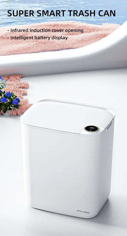 18L Smart Sensor Trash Bin Smart Sensing Trash Can with Display Type-C Recharging Automatic Wastebin Kitchen Toilet Wastebasket