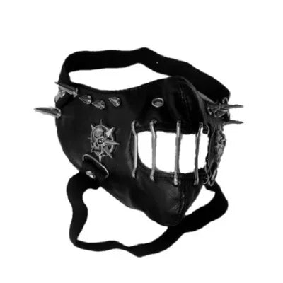 Headworn Mask Metal Willow Nail Hollow Anti Bite Mask Cyberpunk Black Photography Knife Stage Performance