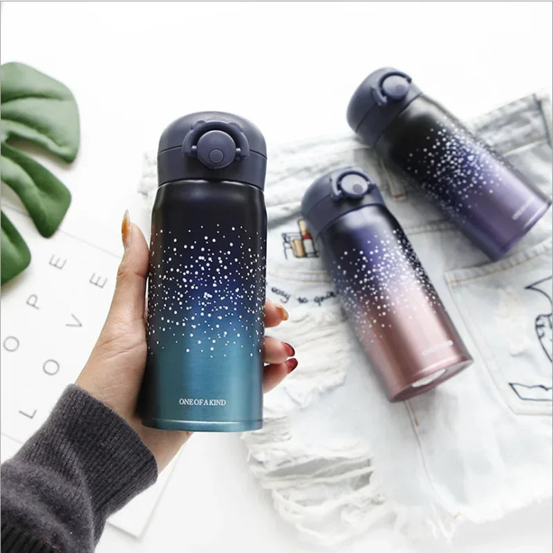 Vacuum Flask Thermos Mug Coffee for Tea Stainless Steel Cup Portable Stars Color Gradient Bottle Travel Thermal Mug 350ml/500ml