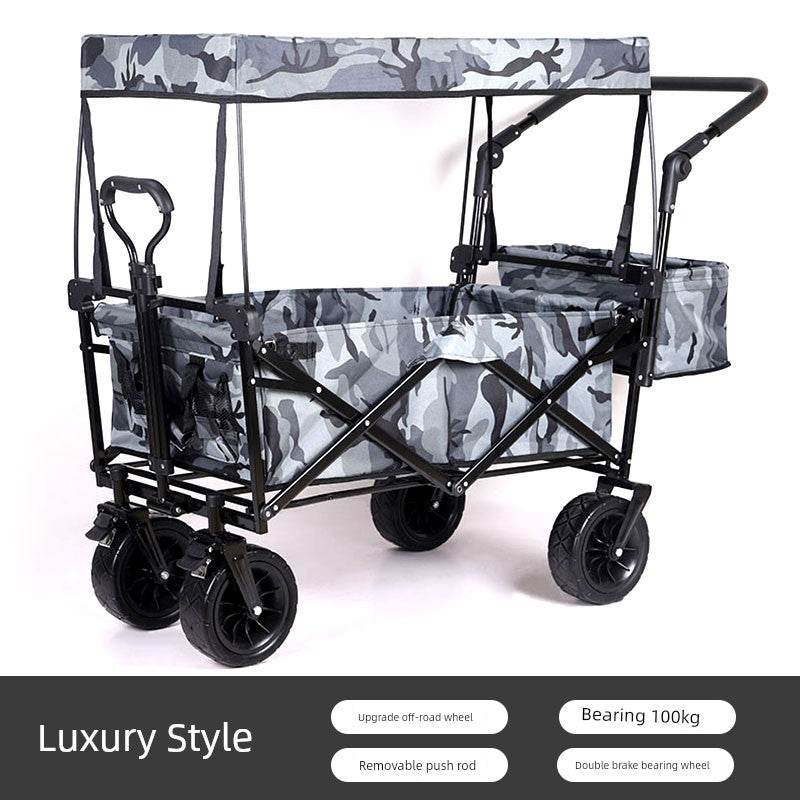 Foldable Four-Wheel Stall Kids Long Outdoor Camp Car - MarvelouStoree