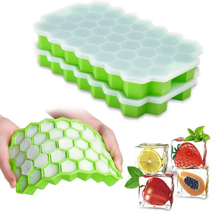 Large-capacity Ice Trays Silicone Mold Reusable Honeycomb Ice Cube Maker Food Grade Ice Maker with Lids Popsicle Mould Mold