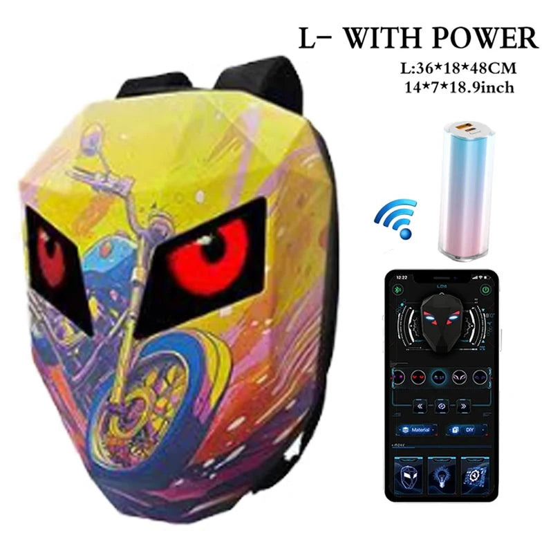 LOY LED Knight Cycling Backpack with Eye Motorcycle Helmet Mochilas para motocicletas Waterproof Laptops Bags Saco Moto New