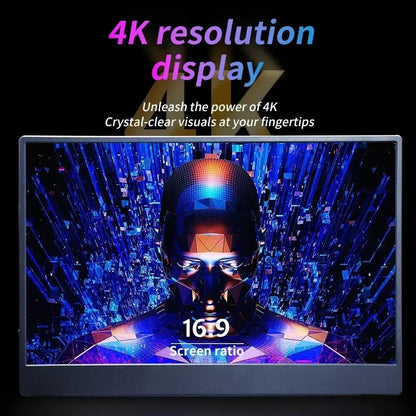 MUCAl 14 Inch 4K Portable Monitor UHD 3840*2160 Travel Gaming Display Screen for Laptop Phone Switch PS4 Ps5 XboX MacBook