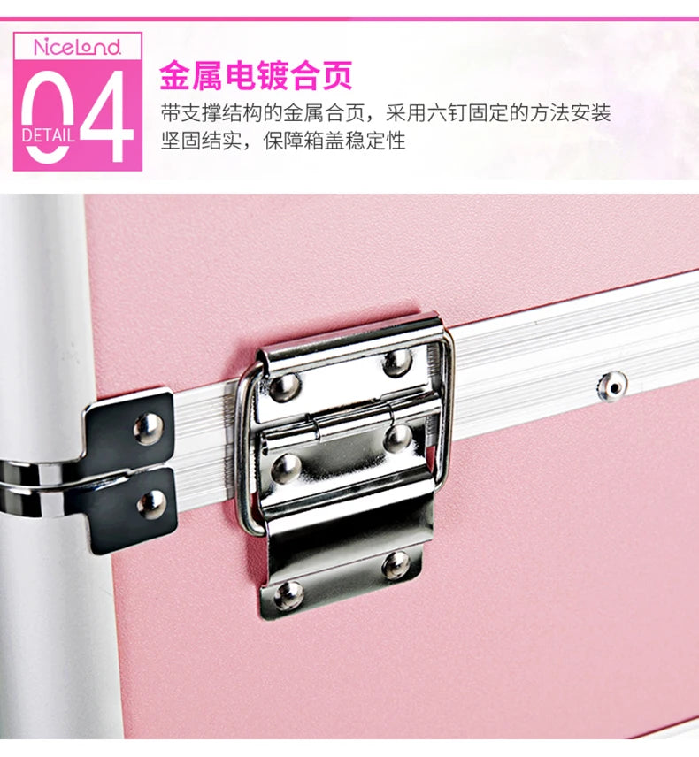 Professional 2/3/4 layers trolley makeup suitcase portable cosmetic trolley luggage box nail tattoo embroidery beauty toolbox