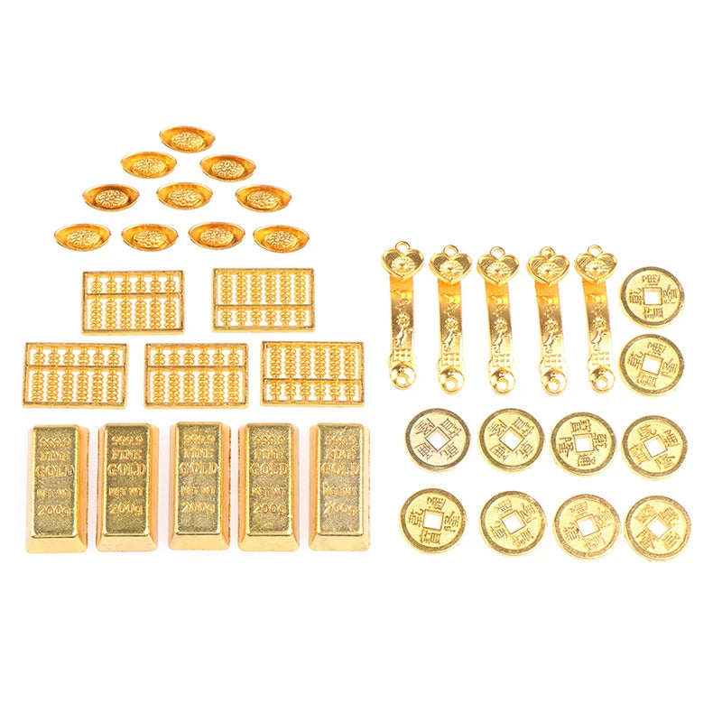 3/5/12pcs Feng Shui Auspicious Lucky Money Mascot Plastic/crystal Crafts Gold Ingot Decoration Crafts