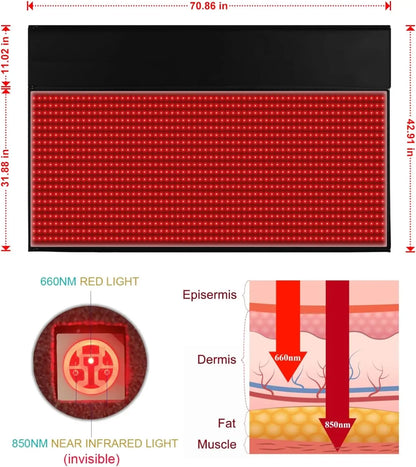 Oversized 2560pcs LED 660&850nm Red Light Therapy Mat Bag Near Infrared Sleeping Blanket Mat Large Pads for Full Whole Body Care