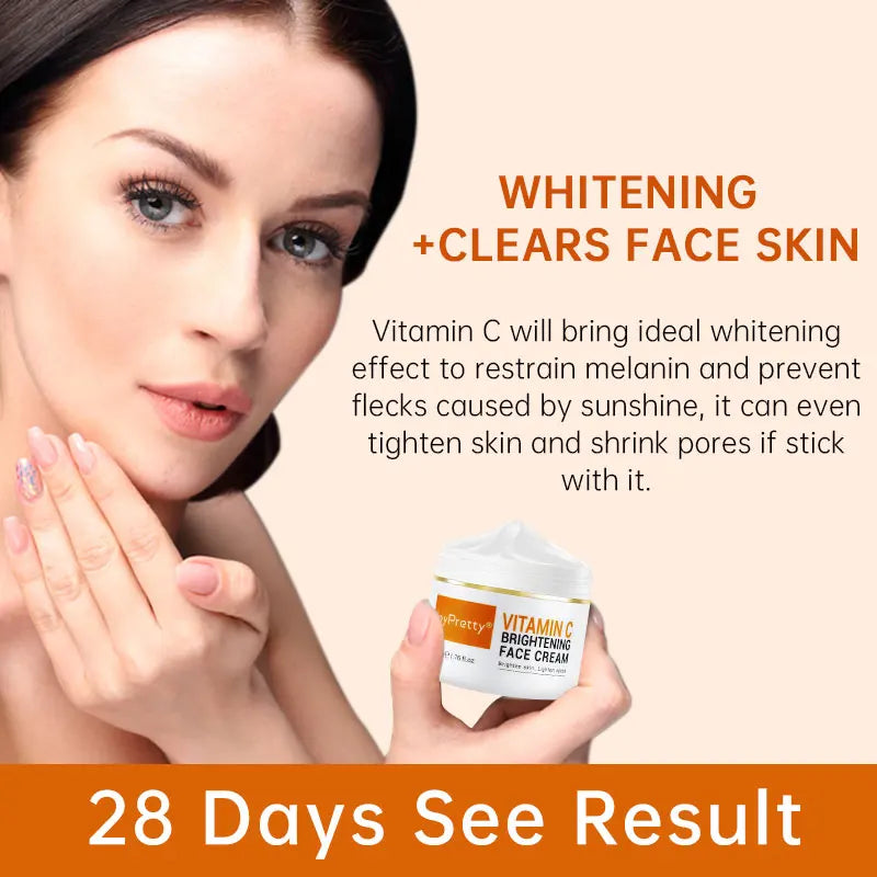 JoyPretty Vitamin C for Face Whitening Dark Spots Removal Cream Skincare Kits Eye Lightening Moisturizing Facial Serum Skin Care