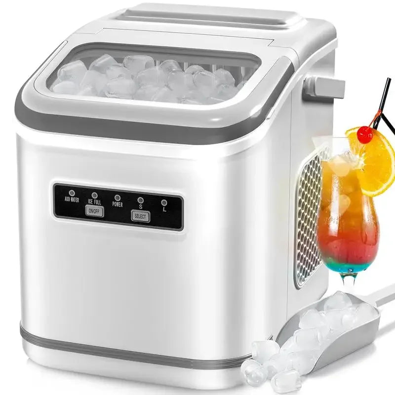 COWSAR Bullet Ice Maker Countertop with Self-Cleaning, 26.5lbs/24Hrs, 6 Mins/9 Pcs Bullet Ice, Portable Ice Maker