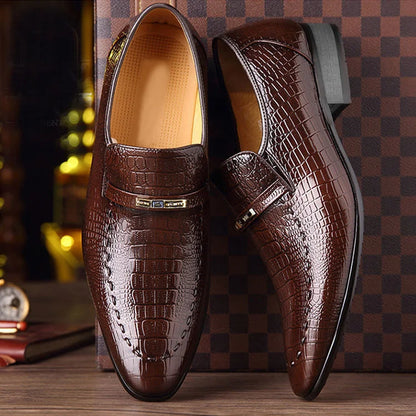 PU Leather Shoes Luxury Crocodile Pattern Men Business Dress Shoes Casual Social Shoe Male Wedding Footwear Zapatos Hombre Mens