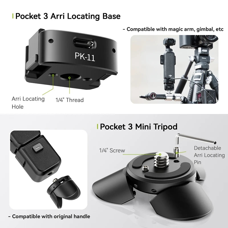 Ulanzi PK-08|PK-11 Pocket 3 Mini Tripod Kit Built for DJI Osmo Pocket 3 for Travel Vlog Video Recording