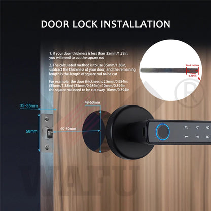 Tuya Smart Fingerprint Door Lock knob Bluetooth Wireless Digital Door Lock Keyless Entry Door Lock Home Security Remote Lock