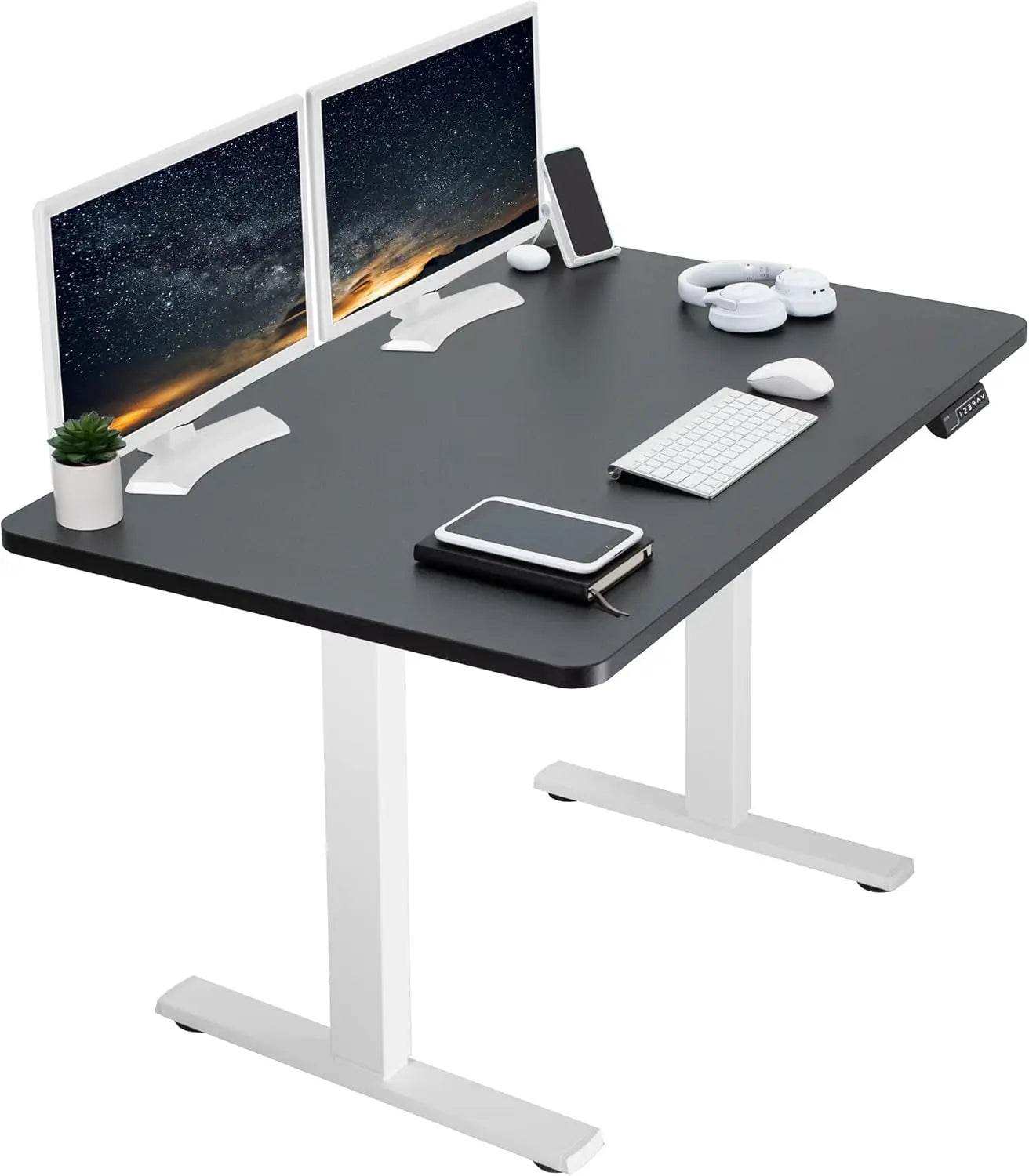 Electric Rustic Standing Desk Workstation, Memory Controller Height Adjustment Particle Board, Steel Computer Standing Desk - MarvelouStoree