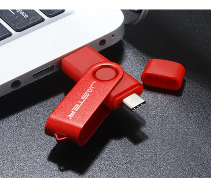 TYPE-C USB Flash Drive 128GB Real Capacity Pen Drive 64GB Free Key Chain Memory Stick Creative Business Gift Red U Disk Blue 32G