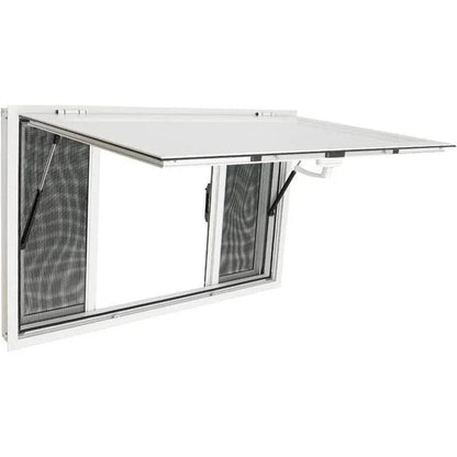 Concession Window 48'' x 30'', Aluminum Alloy Food Truck Service Window with 4 Horizontal Sliding Screen Windows & Awning Door & - MarvelouStoree