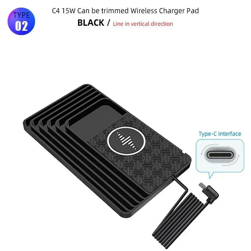 15W Fast Car Wireless Charger Pad for iPhone 15 14 13 12 X Samsung Huawei AirPods Phone Non-slip Quick Car Wireless Charging Pad - MarvelouStoree