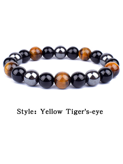 OAIITE 8mm New Turkish Evil Eye Bracelet for Women Charm Tiger Eye Stone Bracelet for Men Hematite Healing Health Care Jewelry