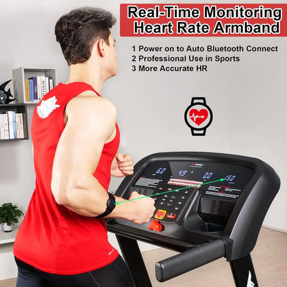 Folding Treadmill with Auto Incline 15%, 3.5HP, 350 Lb Capacity, 11 MPH, 50" x 19" Ultra Large Running Area, Heart Rate Monitor