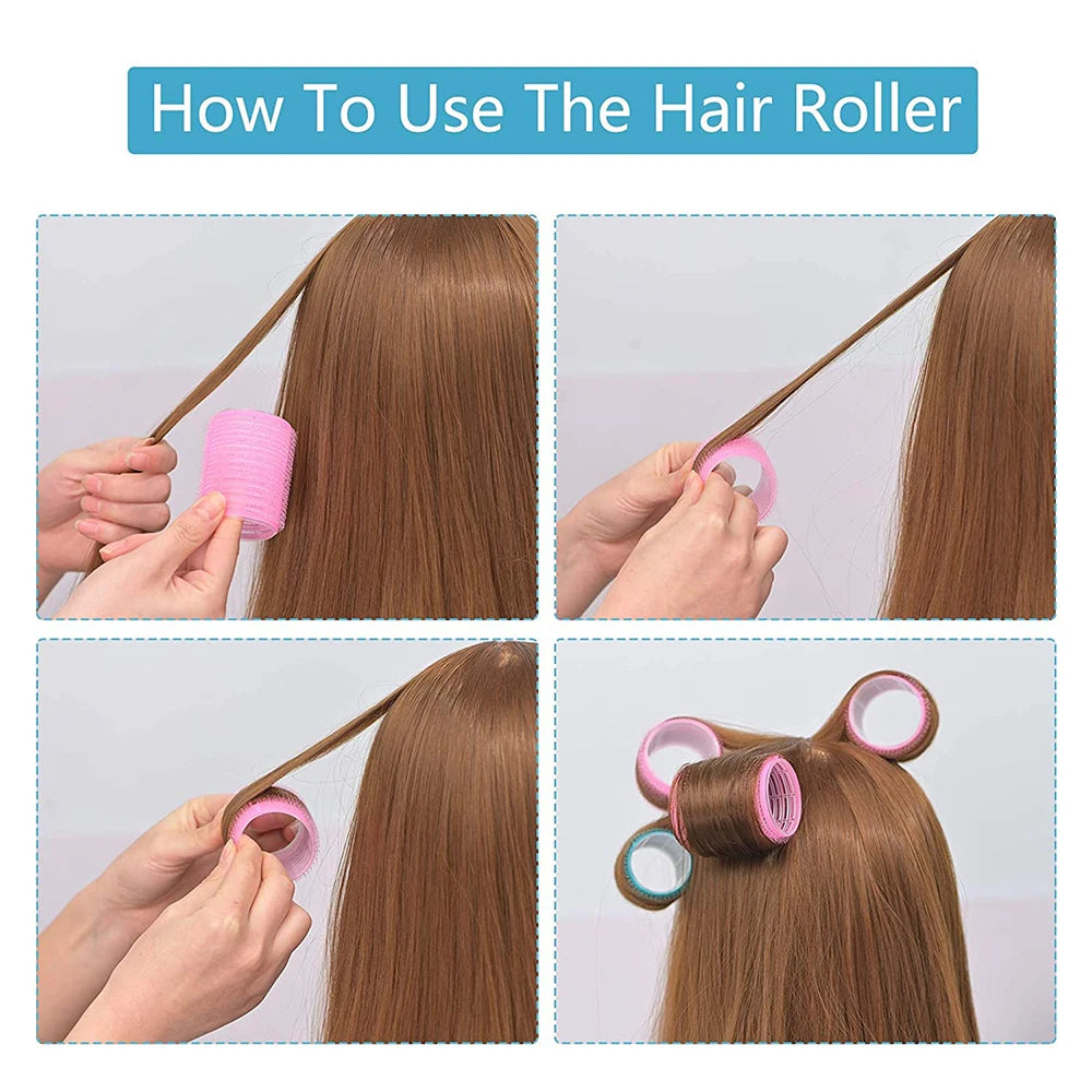 Hair Rollers Self Grip Hook Hair Curlers Heatless Hair Roller Salon Hair Dressing Curlers Jumbo Size Sticky Hair Styling Tools