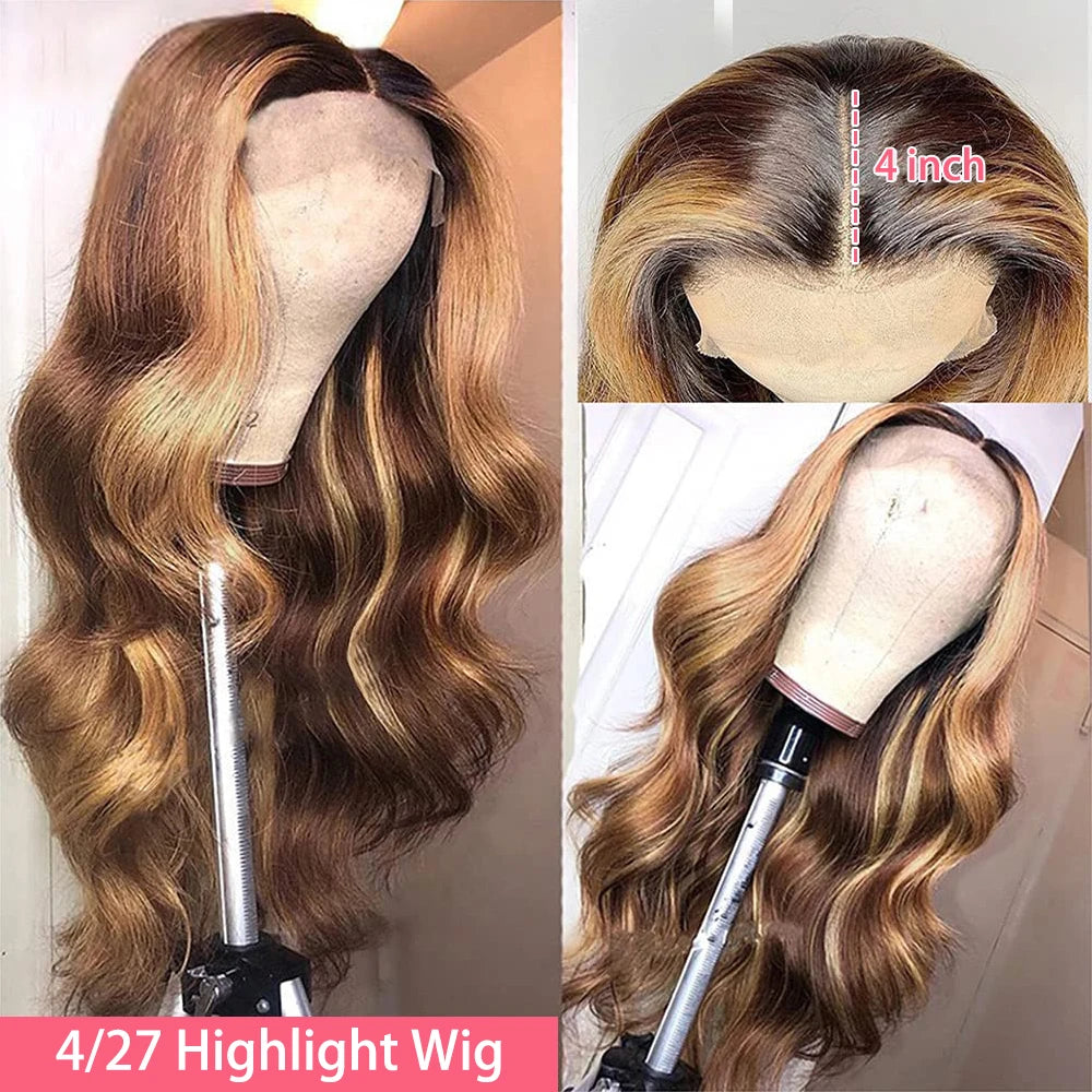 13x4 13x6 HD Highlight Lace Frontal Wig Human Hair Honey Blonde Body Wave Lace Front Wigs For Women Glueless Wigs Pre Plucked