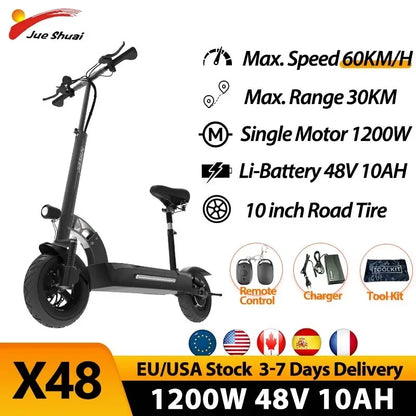 Jueshuai X60 Electric Scooter for Adults 90KM/H Speed Fast 100KM Powerful Electric Scooter Hydraulic Brake 30AH Battery Capacity