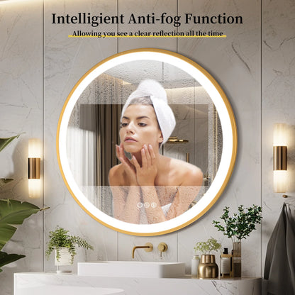 Wisfor 28x36 LED Lighted Bathroom Mirror with Bluetooth Speaker Smart Wall Vanity Mirror Anti-Fog Dimming 3 Lights