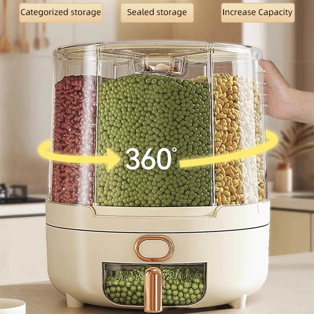 360 ° Large Household Rice Bucket Grain Storage Box Sealed Insect and Moisture Proof Rice Storage Box Rice Tank Food Storage - MarvelouStoree