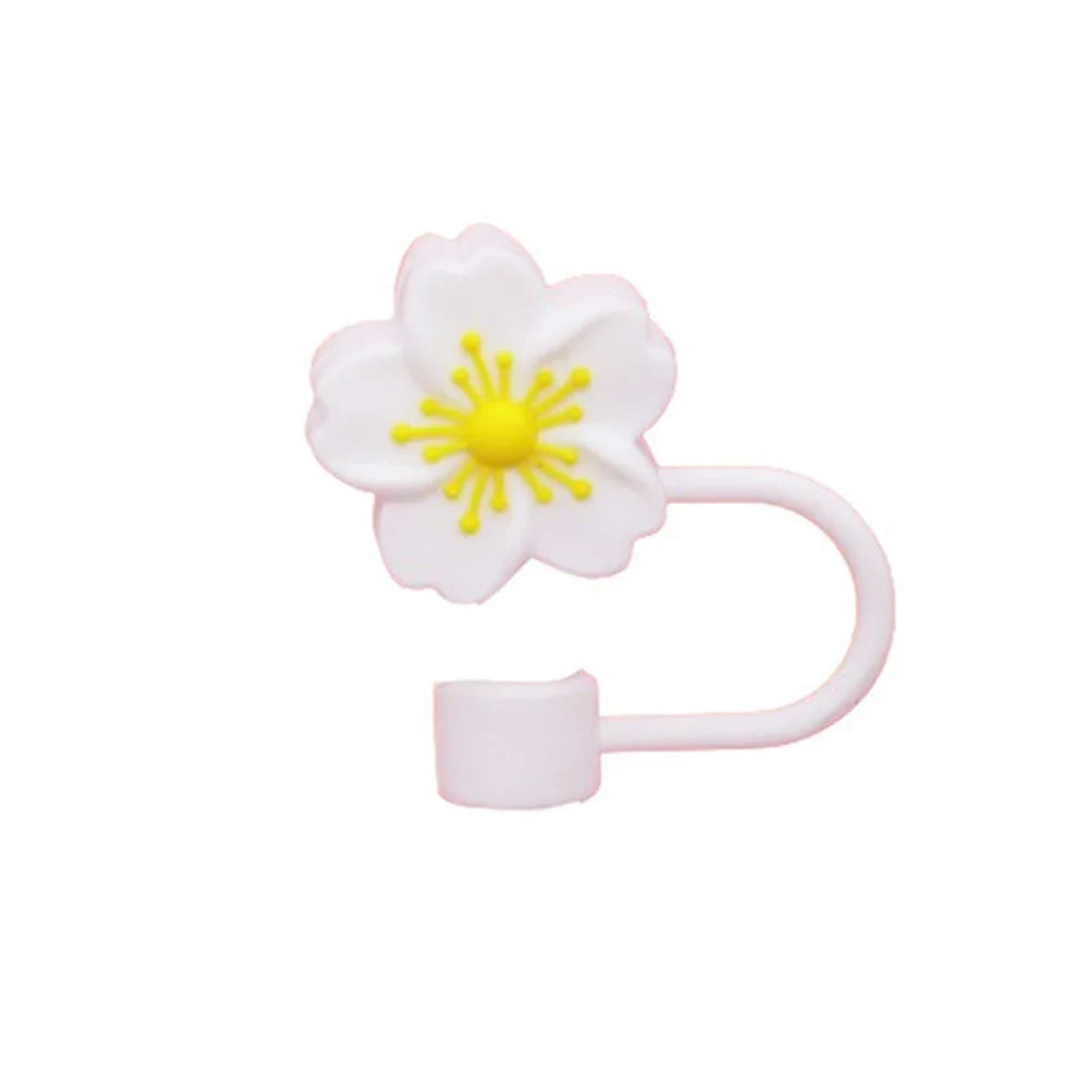 10mm/0.4in Flower Shape Straw Cover Compatible with Stanley 30&40 Oz Tumbler Soft Silicone Flower Straw Cover Straw Lid