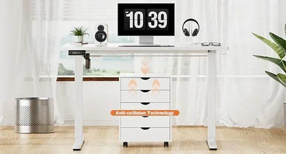 Electric Standing Desk - 40 x 24 inch Adjustable Height Sit to Stand Up Desk with Splice Board, Rising Home Office ComputerWhite - MarvelouStoree