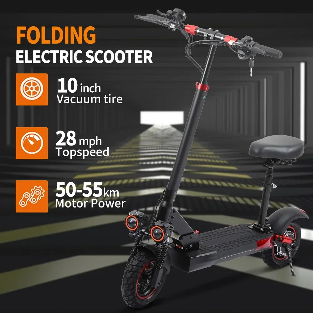 Motor 800W Folding Electric Scooters With Seat For Adults Commuter 28MPH Fast Foldable E-Scooter Off-Road Tires Electric Scooter