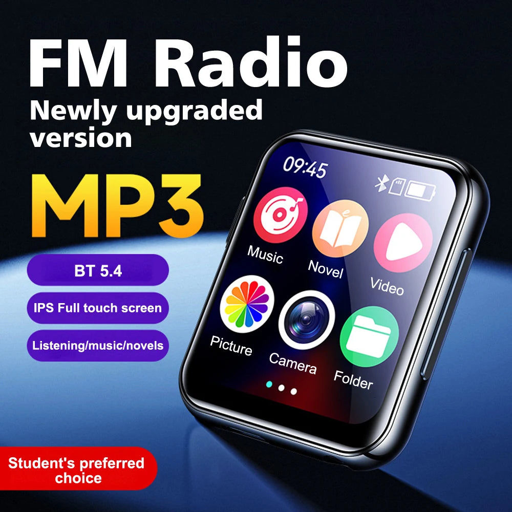 64GB MP3 Music Player Bluetooth 5.4 HiFi MP4 Full Touch Screen Built-in Speaker Recorder Camera Portable Video Player FM/E-book