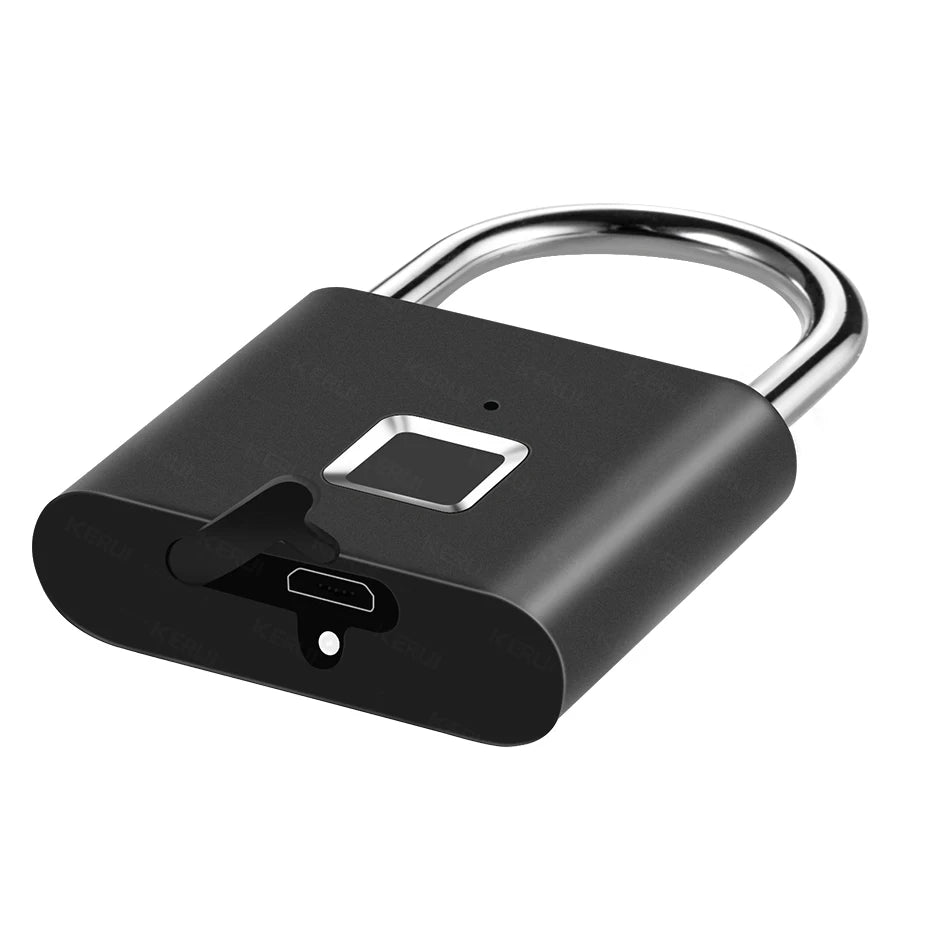 KERUI Keyless USB Charging Fingerprint Lock Smart Padlock Waterproof Door Lock 0.2sec Unlock Portable Anti-theft Padlock Zinc