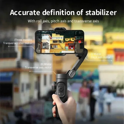 VIKEFON 3-Axis Handheld Gimbal Stabilizer for Smartphone with Fill Light for iPhone Android Face Tracking Tiktok Vlog Smart XE