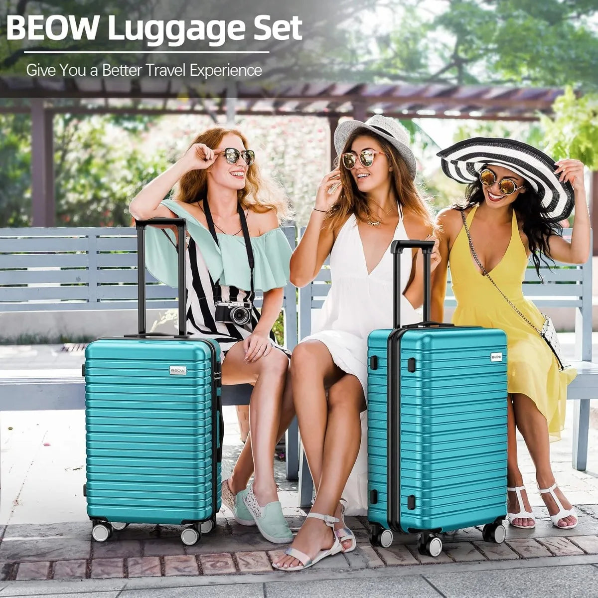 BEOW Luggage Sets 4 Piece, Expandable Luggage Sets with Spinner Wheels, TSA Lock Suitcases with Carry on Luggage Olive Green